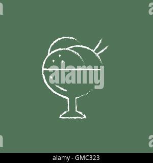 Tasse d'une icône de la crème glacée tracé à la craie. Illustration de Vecteur