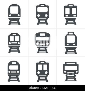 Ensemble d'icônes de transport - train et tramway, vector illustration Illustration de Vecteur