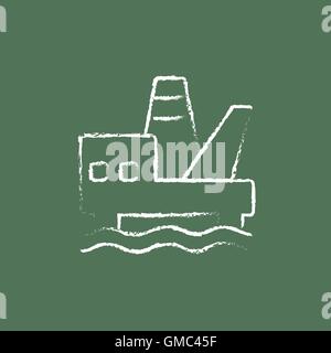 L'icône de plate-forme pétrolière tracé à la craie. Illustration de Vecteur