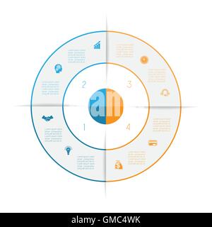 Joint torique de lignes de couleur infographie, peut être utilisé pour la mise en page de workflow, diagramme, la conception web, le nombre de quatre options, étapes, zone de texte Illustration de Vecteur