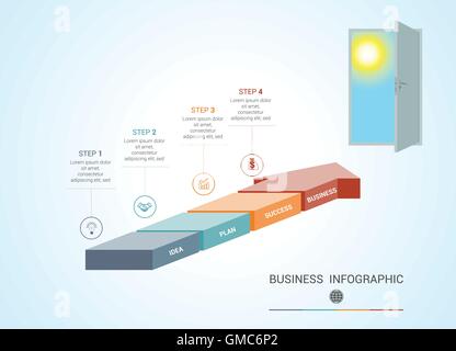 À partir de pièces de modèle conceptuel, flèches de couleur numérotées de 4 positions infographies Illustration de Vecteur