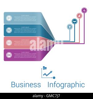 Infographie modèle bandes quatre lignes de perspective. Illustration de Vecteur