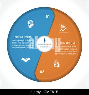 Infographie - modèle deux étapes, position, pièces, avec zone de texte, vector illustration en couleur sous forme de pétales de fleurs. Illustration de Vecteur