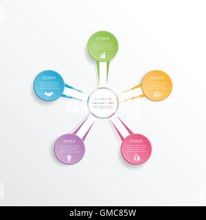 Modèle de conception infographique business concept pour cinq étapes, position et zone de texte. Illustration de Vecteur