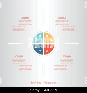 Pie infographie modèle avec des zones de texte sur quatre positions, pièces détachées. Illustration de Vecteur