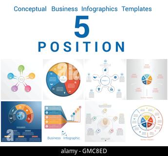 Des modèles vecteur conceptuel processus cyclique d'infographies pour cinq postes Zone de texte Illustration de Vecteur