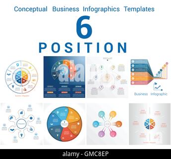 Des modèles vecteur conceptuel processus cyclique d'infographies pour six postes Zone de texte Illustration de Vecteur