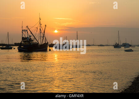 L'île de Mersea, Essex, le 25 août 2016. Coucher du soleil vu de West Mersea, une île sur la côte d'Essex. Crédit : Paul Davey/Alamy Live News Banque D'Images