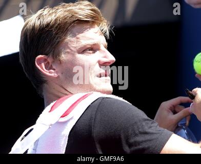 Flushing Meadows, New York, USA. Août 25, 2016. US Open Tennis championships, matchs de qualification. David Goffin (BEL) : Action de Crédit Plus Sport/Alamy Live News Banque D'Images