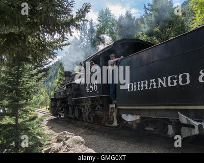 Durango & Silverton Narrow Guage Railroad, Needleton à Durango, dans le Colorado. Banque D'Images
