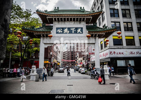 Les rues de Chinatown à Boston Banque D'Images