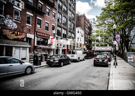 Les rues de Chinatown à Boston Banque D'Images