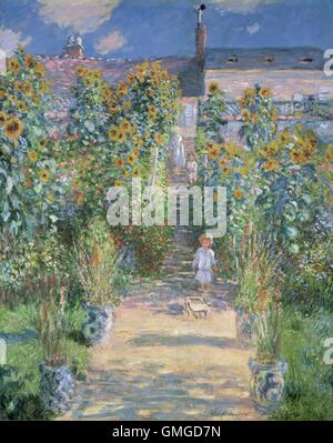 Le jardin de l'artiste à Vétheuil, Claude Monet, 1880, la peinture impressionniste français, huile sur toile. Cette peinture a été peinte Banque D'Images