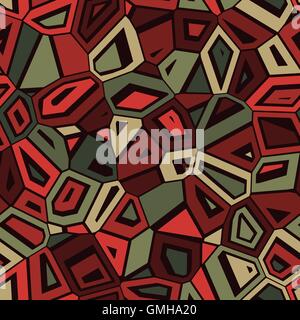 Seamless Vector Abstract Green Camouflage rouge motif en mosaïque Illustration de Vecteur