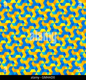 Seamless Vector Pattern forme Triangle hexagonal en jaune et bleu Illustration de Vecteur