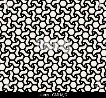 Seamless Vector arrondi noir et blanc Cercle Hexagonal Entrelacs Illustration de Vecteur