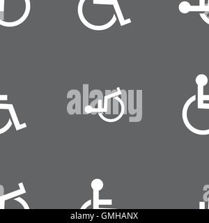 Mobilité inscrivez-icône. Les droits sur le symbole en fauteuil roulant. Signe non valides handicapés. Motif transparente sur un fond gris. Vector Illustration de Vecteur