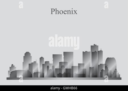 Phoenix City skyline silhouette en niveaux de gris Illustration de Vecteur