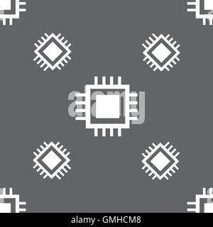 Icône de l'unité centrale de traitement. Schéma de la technologie symbole du cercle. Motif transparente sur un fond gris. Vector Illustration de Vecteur