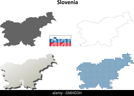 La Slovénie carte contour défini Illustration de Vecteur