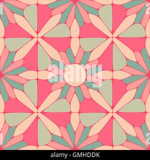 Seamless Vector Floral Vintage motif géométrique dans la sarcelle et rose Illustration de Vecteur