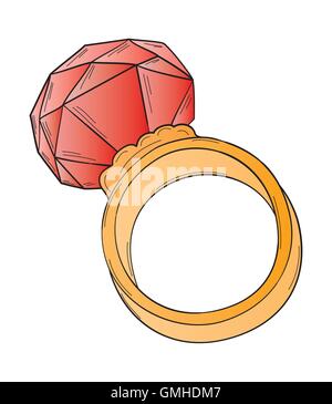 Bague en or avec grosse pierre Illustration de Vecteur