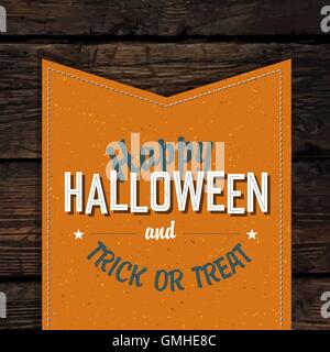Happy Halloween VIntage Design tag sur de vieilles bandes rayées. Vect Illustration de Vecteur