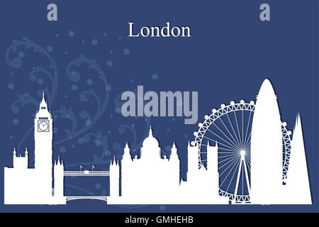 London city skyline silhouette sur fond bleu Illustration de Vecteur