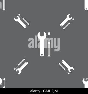 L'icône de l'outil de réparation de signer. Symbole de service. tournevis avec une clé dynamométrique. Motif transparente sur un fond gris. Vector Illustration de Vecteur