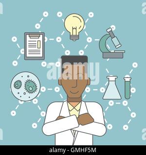 Assistant de laboratoire. Illustration de Vecteur