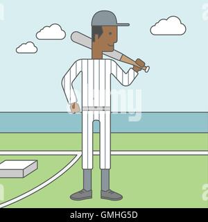 Joueur de baseball l'homme. Illustration de Vecteur