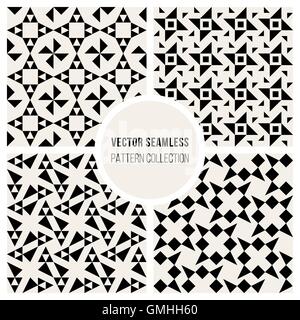 Seamless Vector noir et blanc jeu de motifs géométriques Illustration de Vecteur