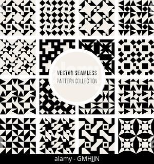 Ensemble de seize Seamless Vector pattern géométrique noir et blanc Collection Illustration de Vecteur