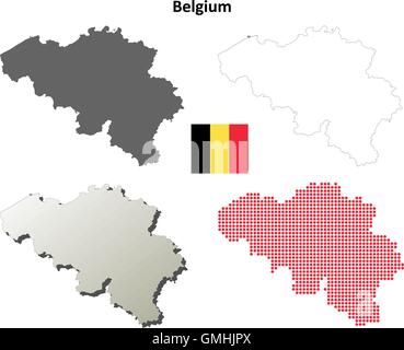 Belgique Carte contour défini Illustration de Vecteur