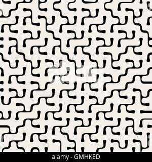 Seamless Vector Labyrinthe organique Motif de ligne arrondie Illustration de Vecteur