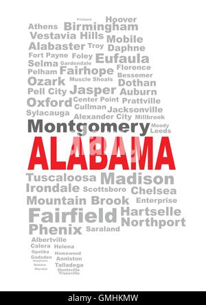 Alabama State Nuage de mots Illustration de Vecteur
