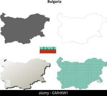 Bulgarie carte contour défini Illustration de Vecteur