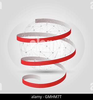 Ball créé à partir de points connectés malpropre et ruban Illustration de Vecteur