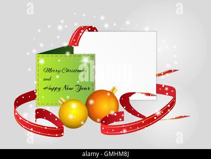 Carte de Noël avec des boules et rubans Illustration de Vecteur