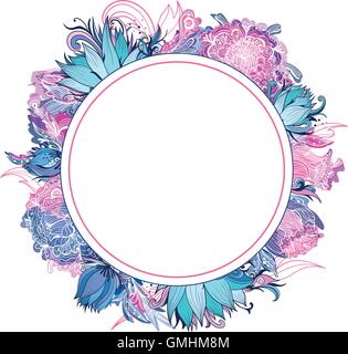 Rose et bleu tendre Vector Floral Frame Illustration de Vecteur