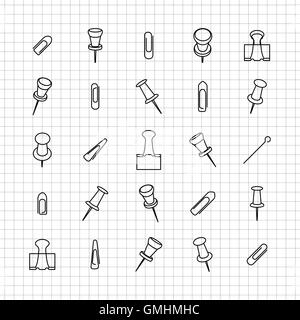 Icons clip de lignes fines, vector illustration. Illustration de Vecteur