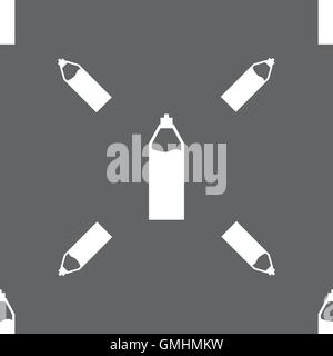 Bouteille en plastique avec verre signe l'icône. Motif transparente sur un fond gris. Vector Illustration de Vecteur