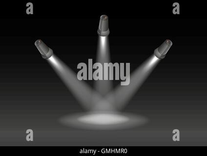 Trois lumières et fond noir Illustration de Vecteur