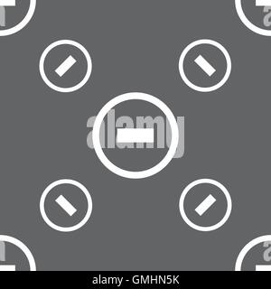 L'icône du signe moins. Symbole négatif. Effectuer un zoom arrière. Motif transparente sur un fond gris. Vector Illustration de Vecteur