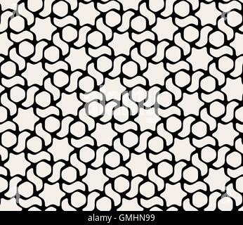 Seamless Vector noir et blanc motif arrondi hexagonale Illustration de Vecteur