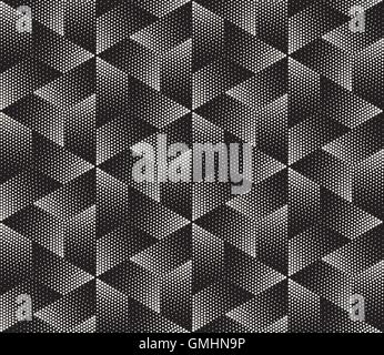 Seamless Vector Dot noir et blanc motif géométrique pointillé Rhombus Cube Illustration de Vecteur