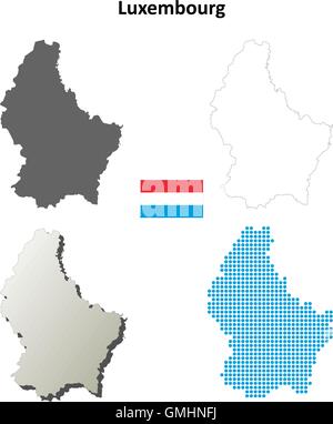 Luxembourg carte contour défini Illustration de Vecteur