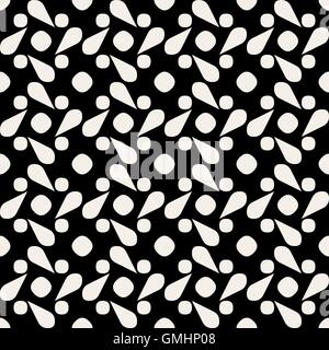 Seamless Vector arrondi noir et blanc motif géométrique Cercle forme goutte Illustration de Vecteur