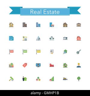 Real Estate Flat Icons Illustration de Vecteur