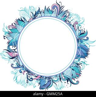 Hiver bleu Floral Frame avec Lotus Illustration de Vecteur